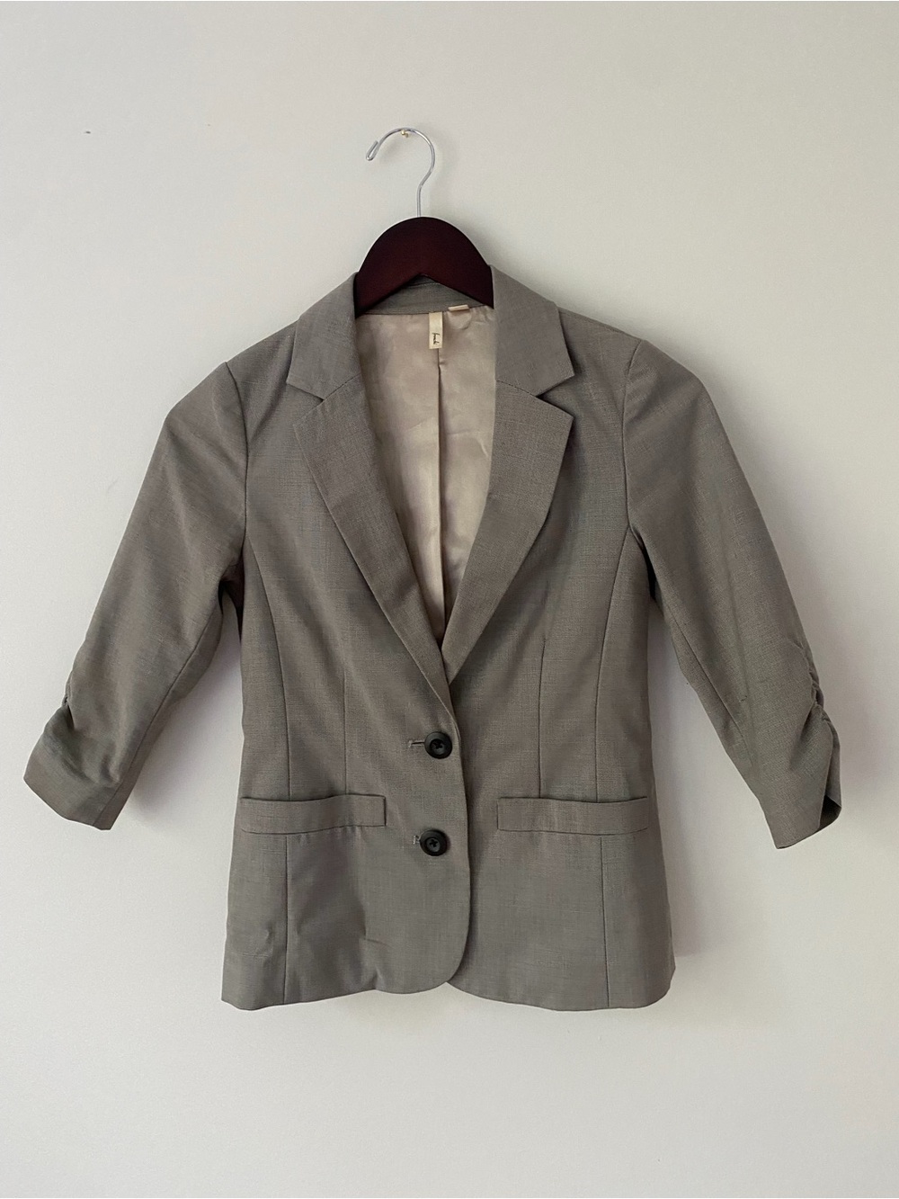 Frenchi Light Gray Women's Blazer with Two-Button Front